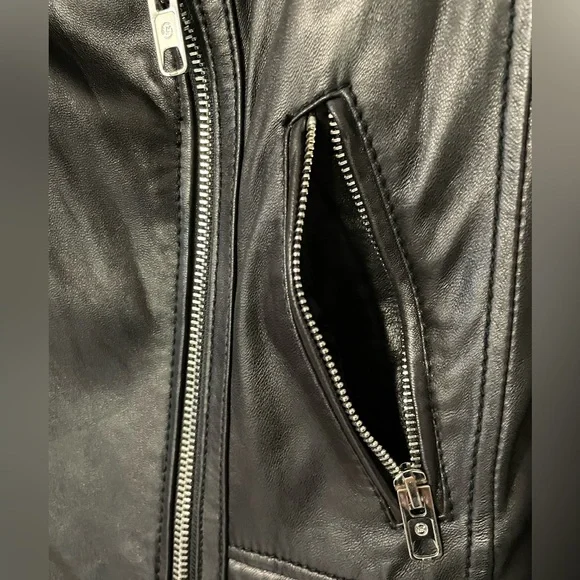 MICHAEL Michael Kors Women’s Black 100% Leather Moto Jacket Size Small - Picture 6 of 9
